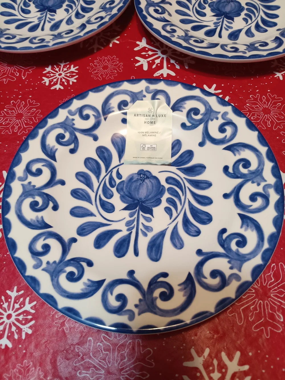 Artisan Blue and White Melamine 3-Compartment Serving Tray
